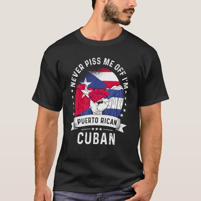 Puerto Rico Flag Cuba Grown Humor Pride T-Shirt (Vorderseite)