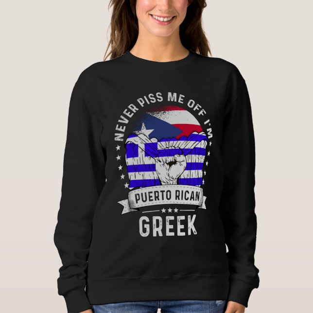 Puerto Rico Flag Greece Grown Humor Pride Sweatshirt (Vorderseite)