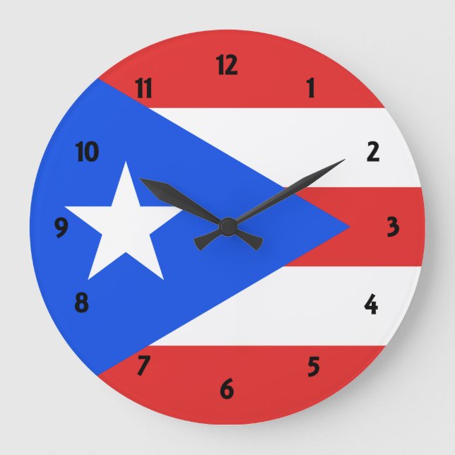 Puerto Rico Flag Große Wanduhr (Vorderseite)
