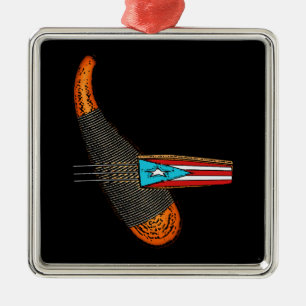 Puerto Rico Flag Guiro Ornament Aus Metall