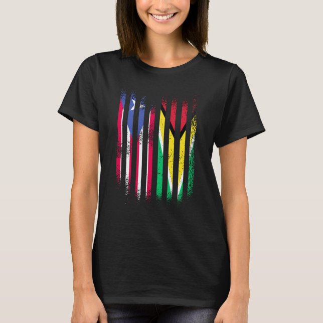 Puerto Rico Flag Guyana Grown Country Flags Stripe T-Shirt (Vorderseite)
