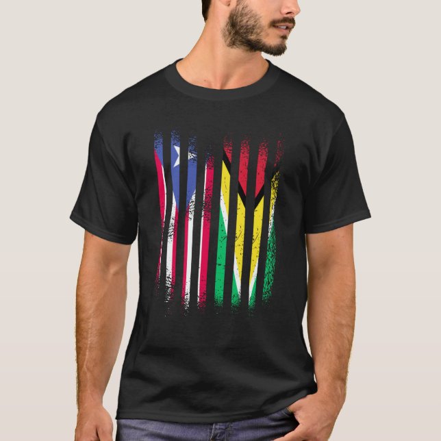 Puerto Rico Flag Guyana Grown Country Flags Stripe T-Shirt (Vorderseite)