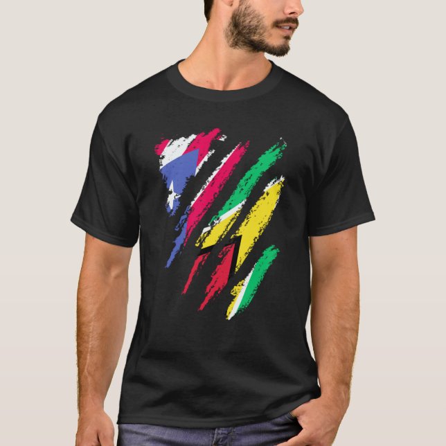 Puerto Rico Flag Guyana Grown Patriot Country Stri T-Shirt (Vorderseite)