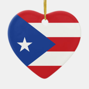 Puerto Rico Flag Herz Keramik Ornament