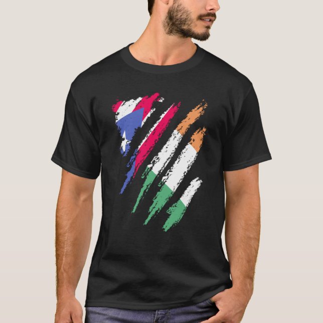 Puerto Rico Flag Irland Grown Patriot Country Str. T-Shirt (Vorderseite)