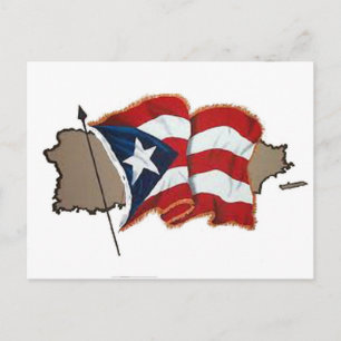 Puerto Rico Flag & Island Postkarte