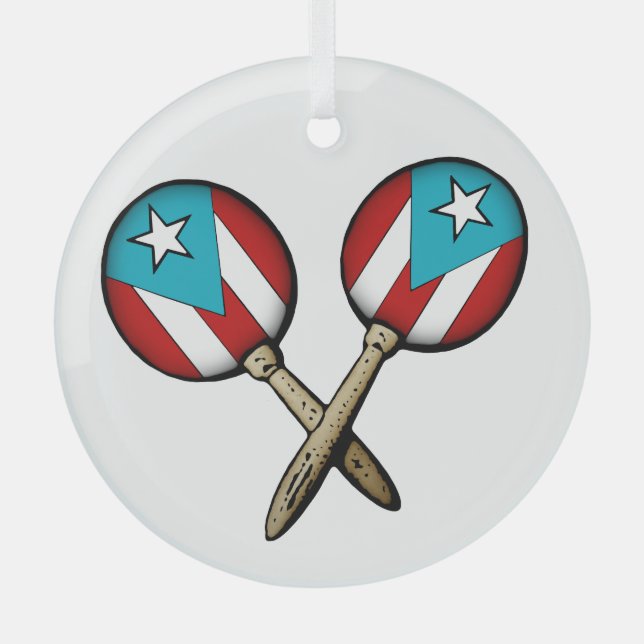 Puerto Rico Flag Maracas Ornament Aus Glas (Vorderseite)