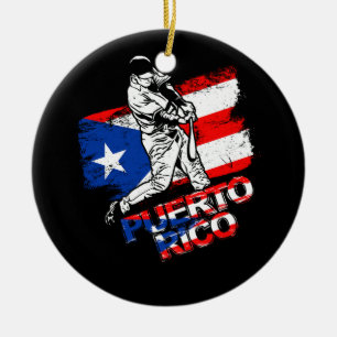 Puerto Rico Flag Puerto Rico Baseball Player Base Keramik Ornament
