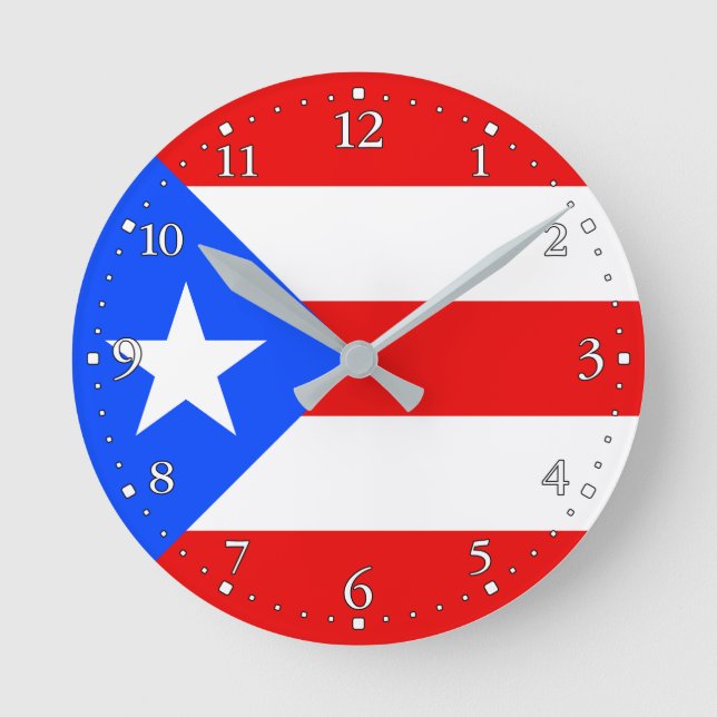 Puerto Rico Flag Runde Wanduhr (Vorderseite)