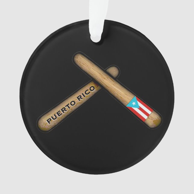 Puerto Rico Flag Schlagzeug Sticks I Palitos Ornament (Vorderseite)