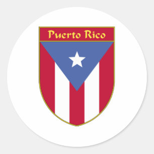 Puerto Rico Flag Shield Runder Aufkleber