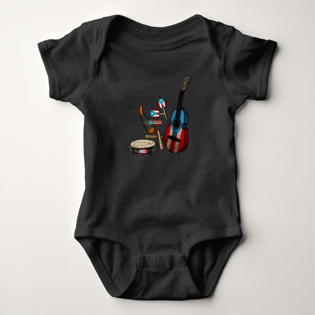 Puerto Rico Flag | Traditionelle Instrumente von B Baby Strampler (Vorderseite)