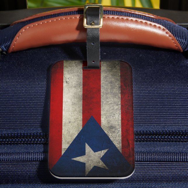 Puerto Rico Flag Vintag Custom Gepäckanhänger (Vorderseite Insitu 2)