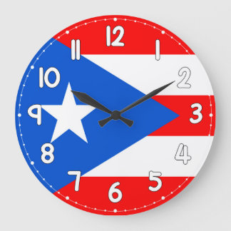 Puerto Rico Flag Wall Clock – Flag for Home Decor Große Wanduhr