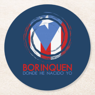 Puerto Rico-Flagge Borinquen Runder Pappuntersetzer