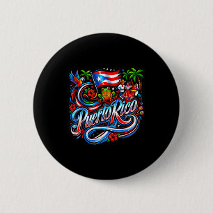Puerto Rico-Flagge floral Frosch Boricua hispanisc Button