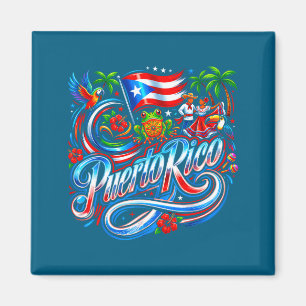 Puerto Rico-Flagge floral Frosch Boricua hispanisc Magnet