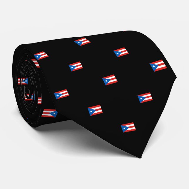 Puerto-Rico-Flagge Gemustert Schwarz Krawatte (Gerollt)