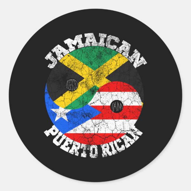 Puerto-Rico-Flagge Jamaikas Puerto Jamaika Runder Aufkleber (Vorderseite)