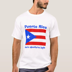Puerto Rico-Flagge + Karte + Text-T-Shirt T-Shirt