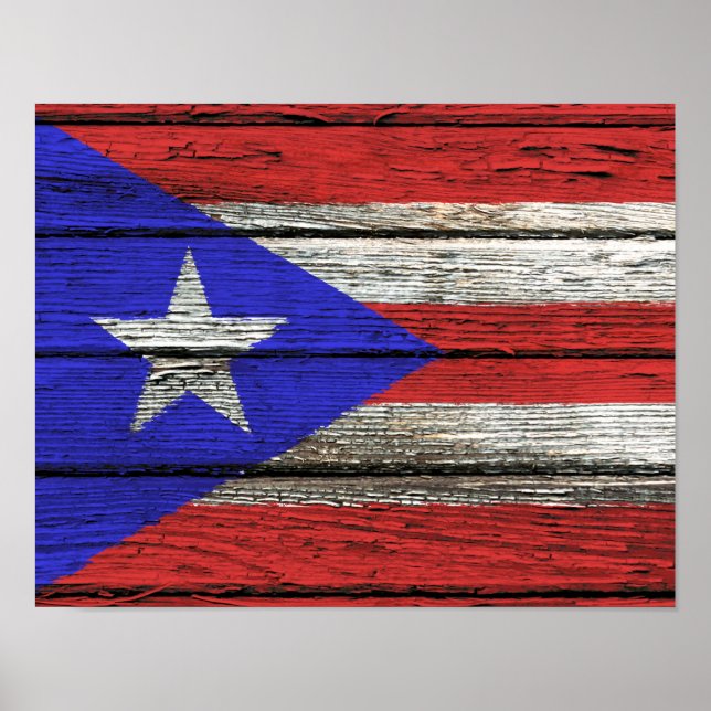 Puerto-Rico-Flagge mit robustem Holzkörnchen Poster (Vorne)