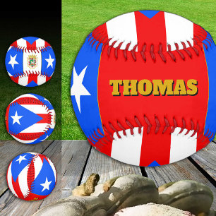 Puerto-Rico-Flagge, Monogramm/Baseball-Bälle Baseball