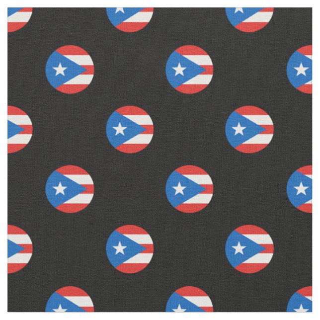 Puerto-Rico-Flagge Polka Dos Schwarz Stoff (Nahaufnahme)