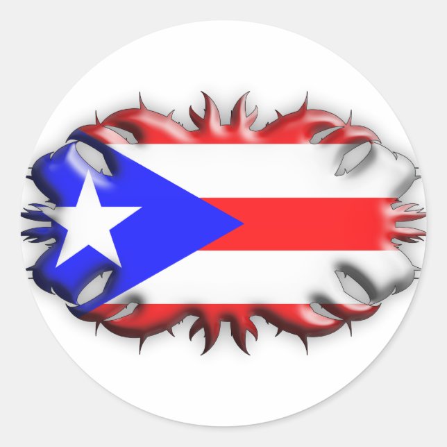 Puerto-Rico-Flagge - Stamm Runder Aufkleber (Vorderseite)