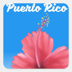 Puerto Rico Flor de maga Reiseplakat Quadratischer Aufkleber