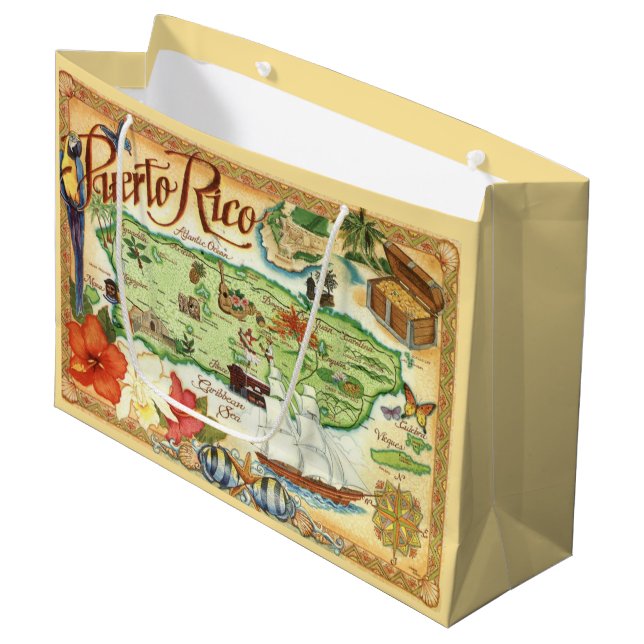 Puerto Rico Gift Bag Große Geschenktüte (Vorderseite Schrägansicht)