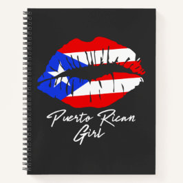 Puerto Rico Girl Lips Flag Boricua Karibik Liebe Notizbuch
