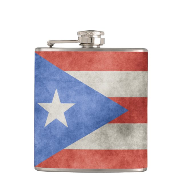 Puerto Rico Grunge Flag Flachmann (Vorderseite)