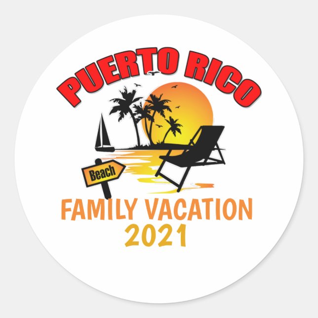 Puerto Rico Gruppe Matching Sommerurlaub Custom Runder Aufkleber (Vorderseite)