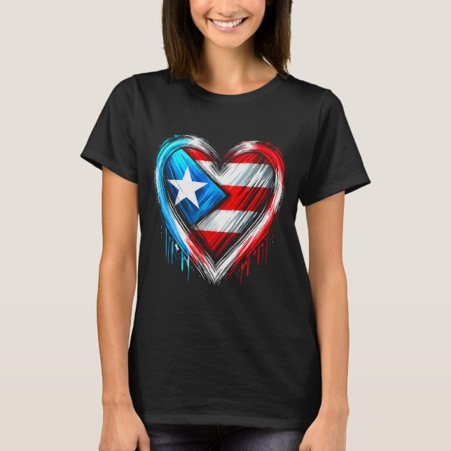 Puerto Rico Heart Puerto Rican Flag  T-Shirt (Vorderseite)