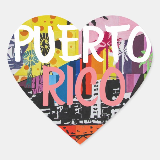 Puerto Rico Heart Stickers (Vorderseite)