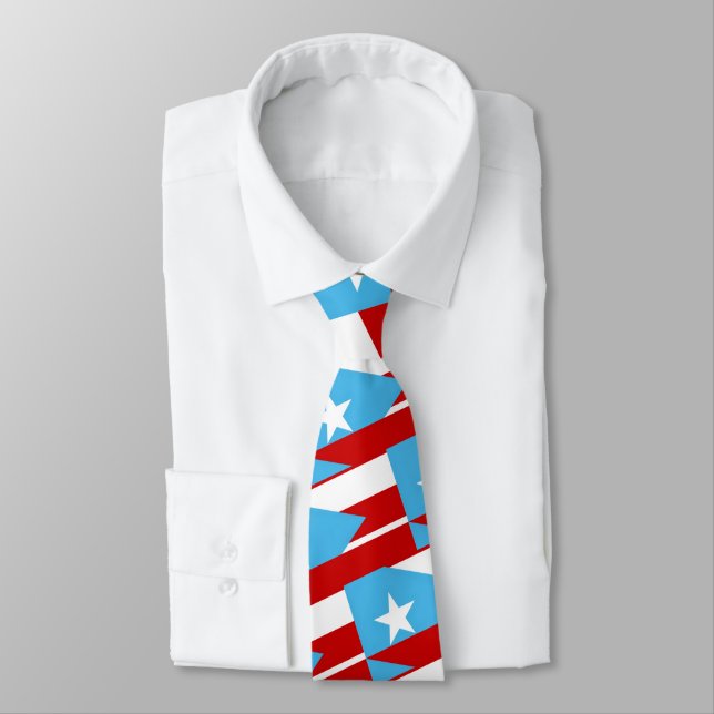 Puerto Rico Hellblaues Flaggenmuster Krawatte (Gebunden)
