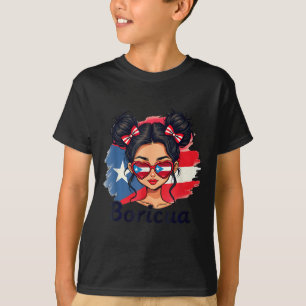 Puerto Rico Hispanic Heritage Unordentliche Frisur T-Shirt
