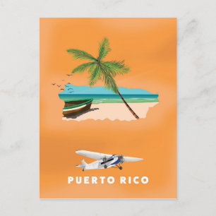 Puerto Rico illustrierte Karte Reiseplakat.