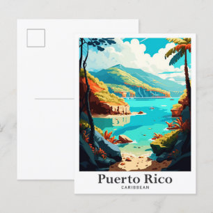 Puerto Rico Karibik Vintage Reiseillustration Postkarte