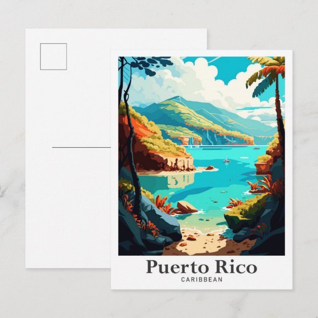 Puerto Rico Karibischer Jahrgang Postkarte (Vorne/Hinten)