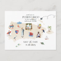Puerto Rico Karte Zielort Hochzeit Save the Date