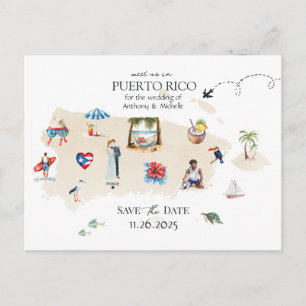 Puerto Rico Karte Zielort Hochzeit Save the Date