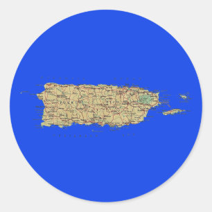 Puerto Rico Kartenaufkleber Runder Aufkleber