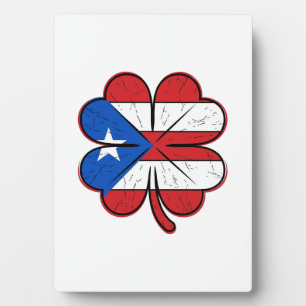 Puerto Rico Kleeblattflagge Vintage Gravur Vektor Fotoplatte