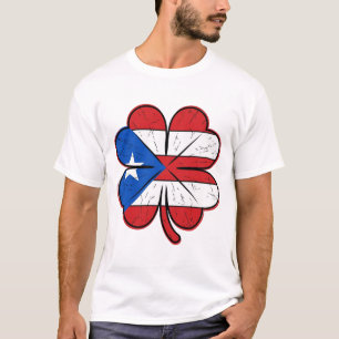 Puerto Rico Kleeblattflagge Vintage Gravur Vektor  T-Shirt