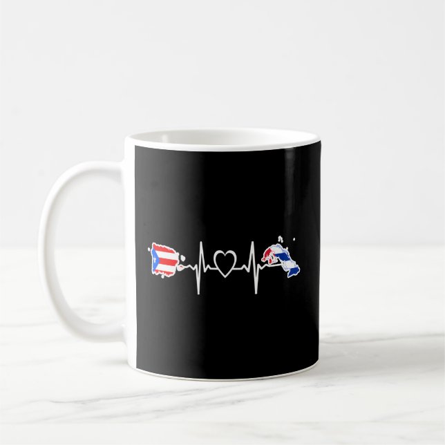 Puerto Rico Kuba Flag Puerto Rico Kuba Herzschlag Kaffeetasse (Links)