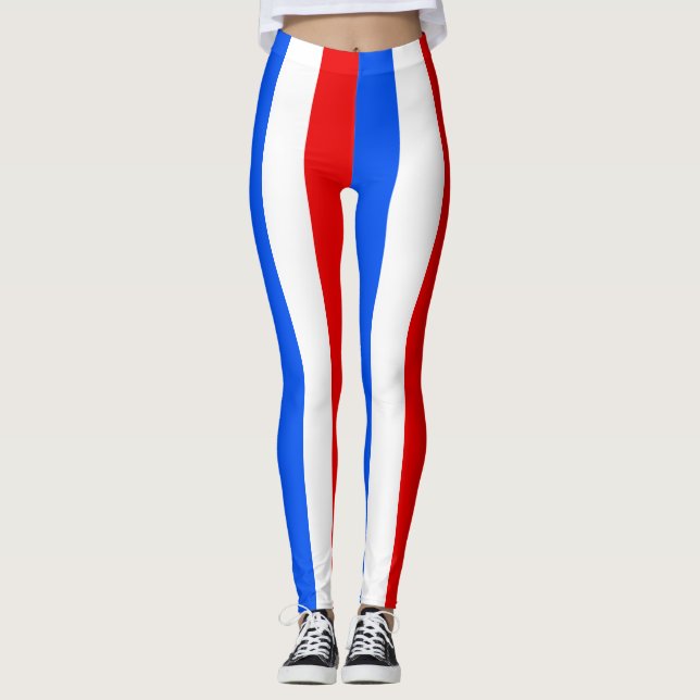 Puerto Rico Nationale Flaggenfarben Vertikal gestr Leggings (Vorderseite)