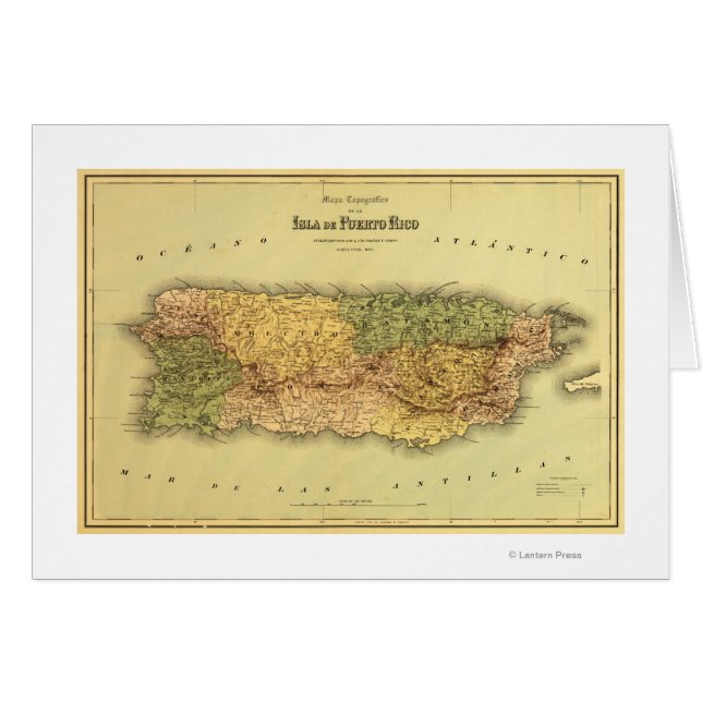 Puerto Rico Panoramablick Karte Puerto Rico (Vorderseite (Horizontal))