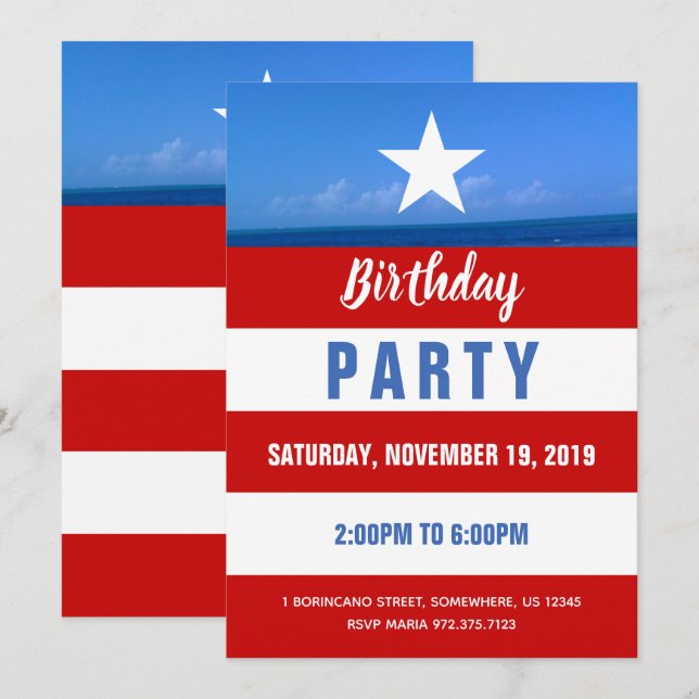 Puerto Rico Party Einladung (Vorne/Hinten)
