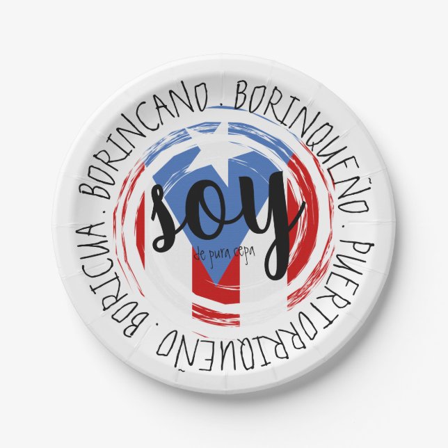 Puerto Rico Patriotic De Pura Cepa Pappteller (Vorderseite)